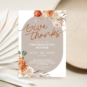 Terracotta Floral Thanksgiving Dinner Invitation