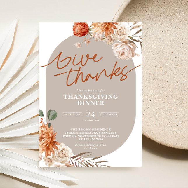 Terracotta Floral Thanksgiving Dinner Invitation (Creator Uploaded)