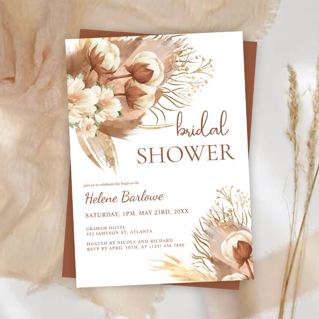 Terracotta Floral Watercolor Boho Bridal Shower Invitation (Terracotta Floral Watercolor Boho Bridal Shower Invitation)