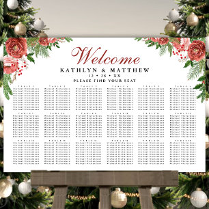 Terracotta Floral Wedding 18 Table Seating Poster