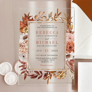 Terracotta Floral Wedding Acrylic Invitations