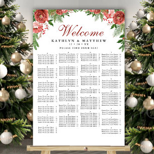 Terracotta Floral Wedding Alphabetical Seating Poster