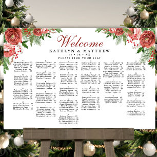 Terracotta Floral Wedding Alphabetical Seating Poster