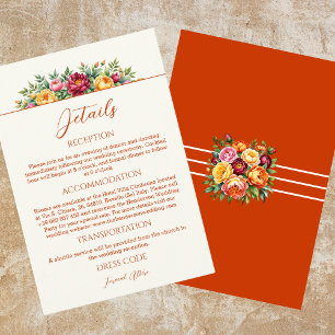 Terracotta Floral Wedding Details Enclosure Card
