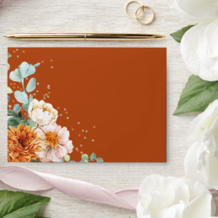 Terracotta Floral Wedding Envelope