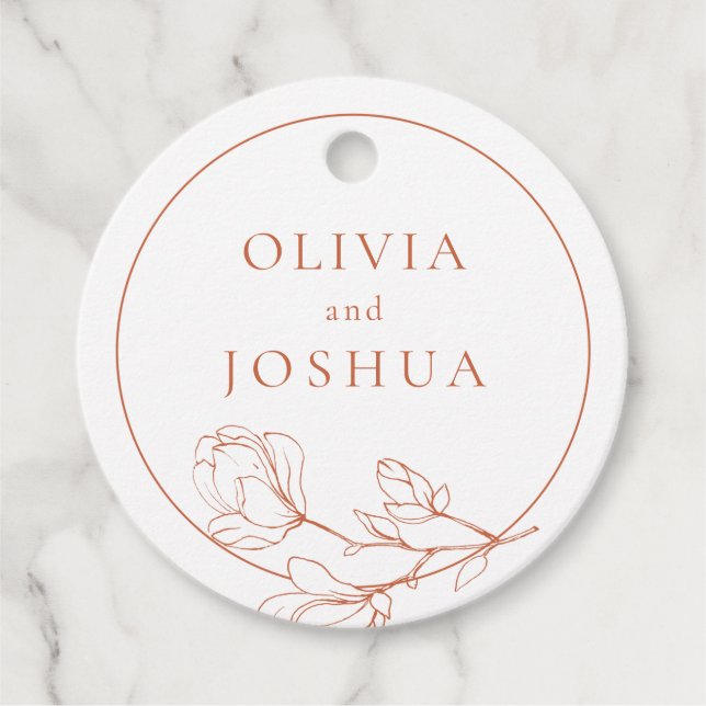 Terracotta Floral Wedding Favour Tags (Front)