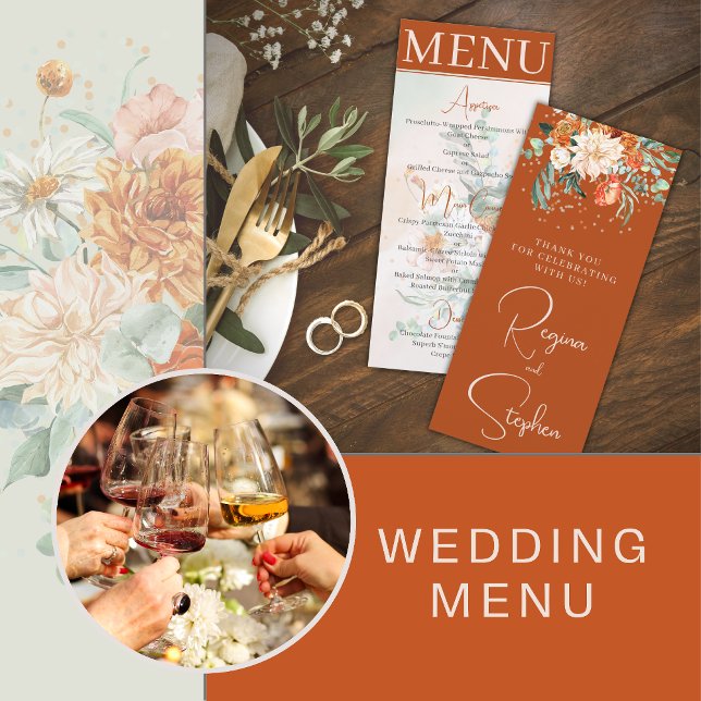 Terracotta Floral Wedding Menu Card (Creator Uploaded)