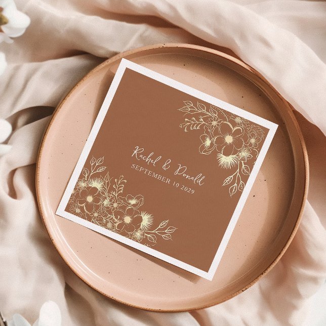 Terracotta Floral Wedding Napkins (Creator Uploaded)