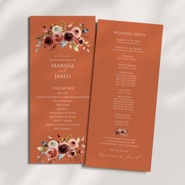 Terracotta Floral Wedding Program (Creator Uploaded)