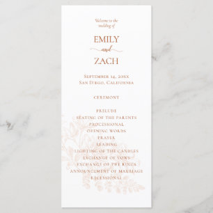 Terracotta Floral Wedding Program