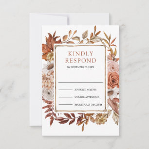 Terracotta Floral Wedding RSVP Card