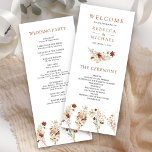 Terracotta Floral Wildflower White Wedding Program<br><div class="desc">Elegant program featuring beautiful rustic wildflowers and modern typography.</div>