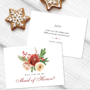 Terracotta Floral Will You Be My Maid of Honour Invitation