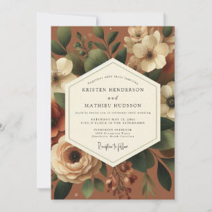 Terracotta Floral Woodland Wedding Invitation