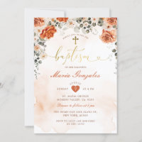 Terracotta Florals Girl Christening Gold Baptism
