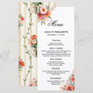 Terracotta Florals Modern Elegant Minimalist Menu 