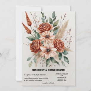 Terracotta Florals Rustic Boho Wedding Save The Date