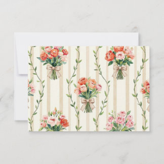 Terracotta Florals Rustic RSVP Card White