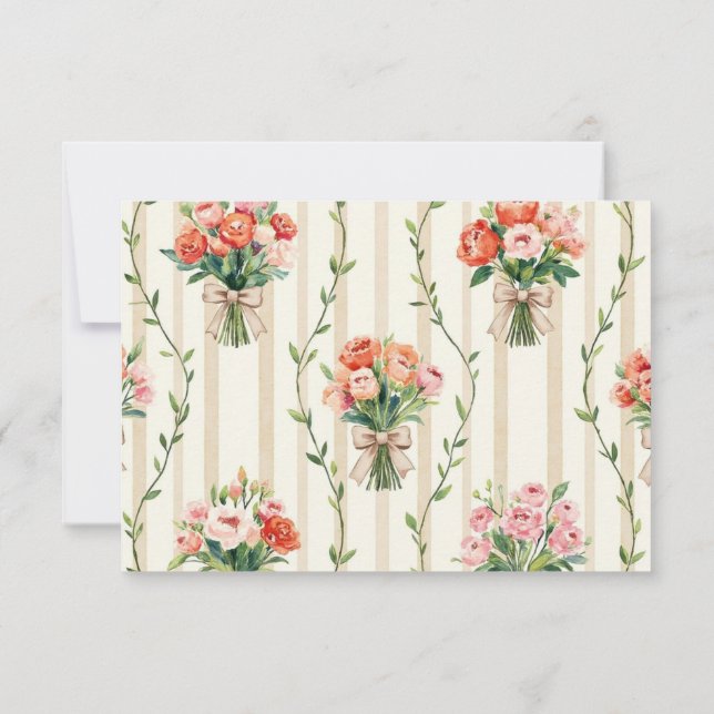 Terracotta Florals Rustic RSVP Card White (Back)