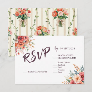 Terracotta Florals Rustic RSVP Card White