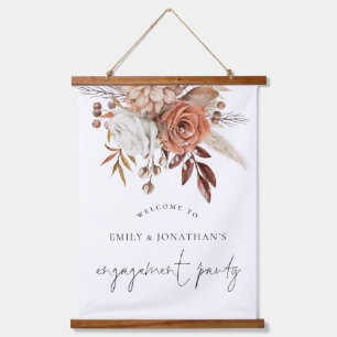 Terracotta Florals Welcome Engagement party Hanging Tapestry