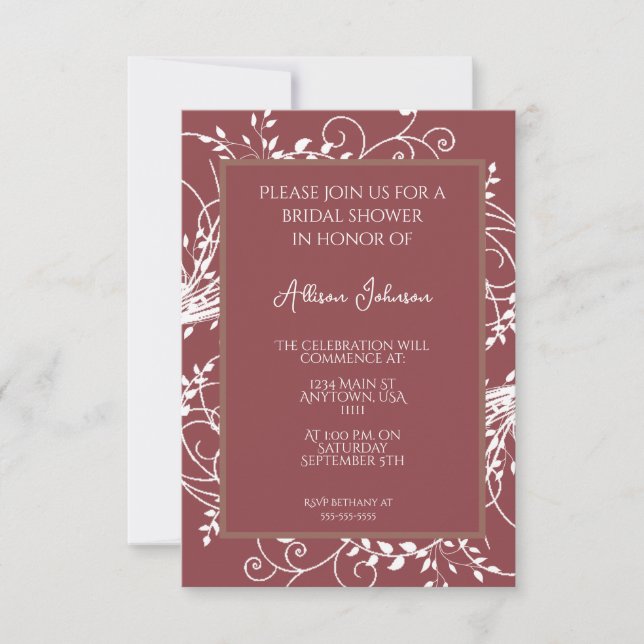 Terracotta Flourish Bridal Shower Invitation (Front)