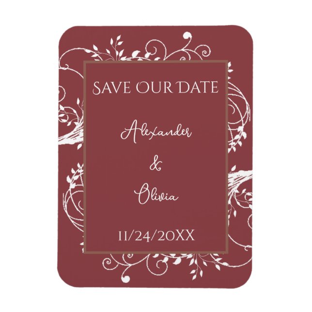 Terracotta Flourish Save The Date Magnet (Vertical)