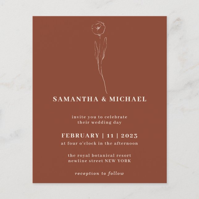 Terracotta Flower Botanical Wedding budget Flyer (Front)