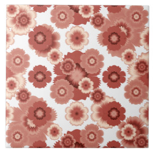 Terracotta Flower Pattern Ceramic Tile