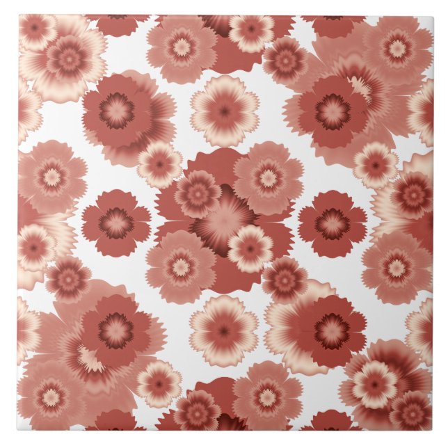 Terracotta Flower Pattern Ceramic Tile (Front)