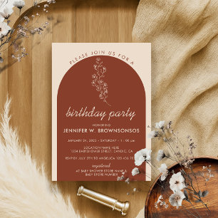 Terracotta Flower Summer Fall Birthday Invitation