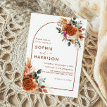 Terracotta Flowers and Pampas Grass Rust Wedding I Invitation<br><div class="desc">For more advanced customisation of this design,  simply select the "Customise It" button above!</div>