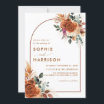 Terracotta Flowers and Pampas Grass Rust Wedding Invitation<br><div class="desc">For more advanced customisation of this design,  simply select the "Customise It" button above!</div>