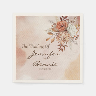 Terracotta Flowers Bohemian Rustic Floral Boho Napkin
