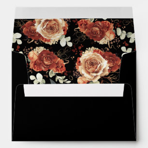 Terracotta Flowers Boho Botanical Elegant Black Envelope