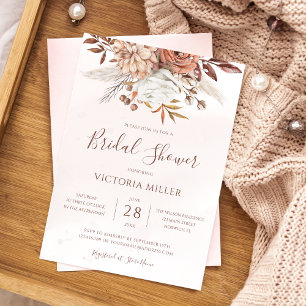 Terracotta Flowers Boho Fall Earthy Bridal Shower Invitation