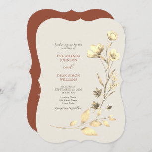 Terracotta Flowers Boho Fall Wedding Invitation