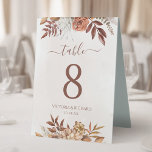 Terracotta Flowers Boho Fall Wedding Table Number<br><div class="desc">Modern bohemian style wedding table number signs featuring watercolor flowers and fall leaves in earthy tones like rust brown,  burnt orange and terracotta. Perfect choice for autumn weddings.</div>