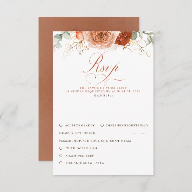 Terracotta Flowers Wedding RSVP (Front/Back)