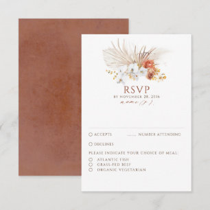 Terracotta Foliage Boho Wedding RSVP Card