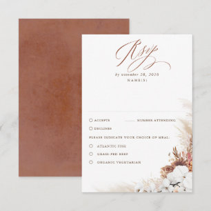Terracotta Foliage Boho Wedding RSVP Card