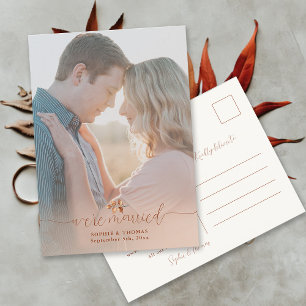 Terracotta Foliage Photo Elopement Announcement Postcard