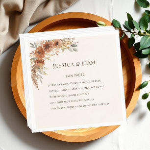 Terracotta Fun Facts about Newlyweds Fall Wedding Napkin