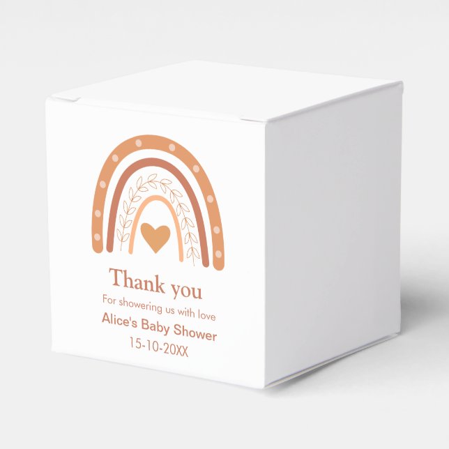 Terracotta Gender Neutral boho rainbow custom     Favour Box (Front Side)