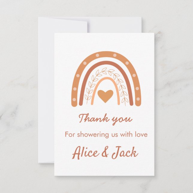 Terracotta Gender Neutral boho rainbow custom  Thank You Card (Front)