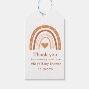Terracotta Gender Neutral boho rainbow Thank You Gift Tags