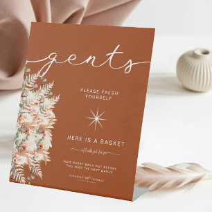 Terracotta Gents Bathroom Basket Elegant Wedding Pedestal Sign