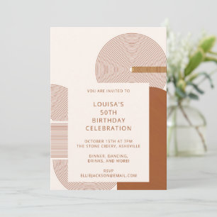 Terracotta Geometric Arch Earthy Birthday Party Invitation