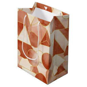 Terracotta Geometric - Gold Line Art Mosaic (1) Medium Gift Bag