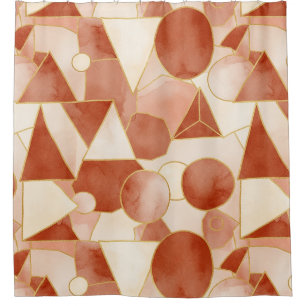 Terracotta Geometric - Gold Line Art Mosaic (1) Shower Curtain